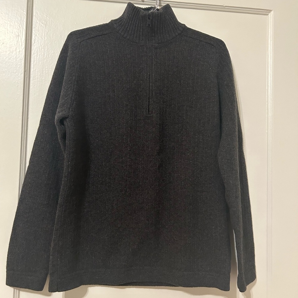 Black Zip Up Sweater with Long Sleeves and Classic Fit